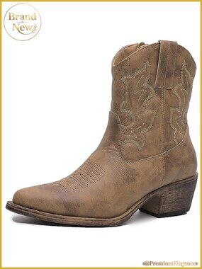 Globalwin Western Cowboy Boots Women's Ankle Booties Faux Leather Embroidery